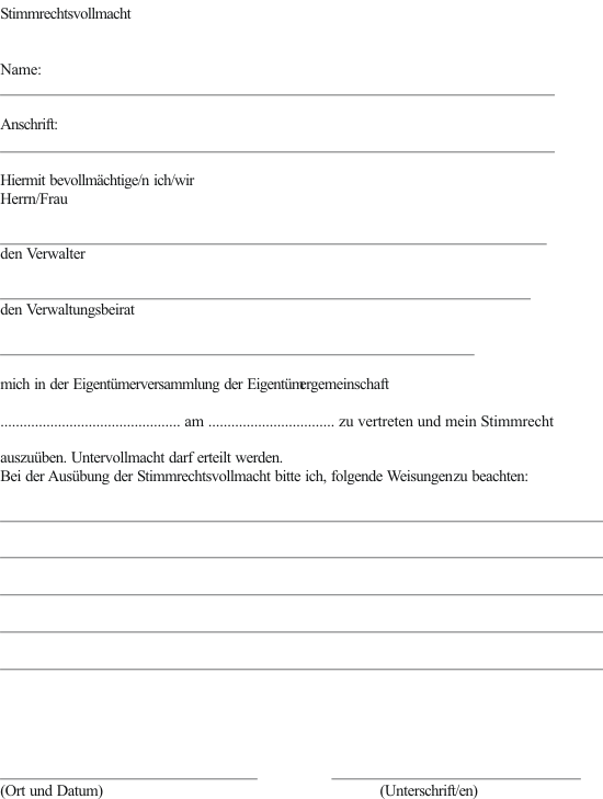 Stimmrechtsvollmacht